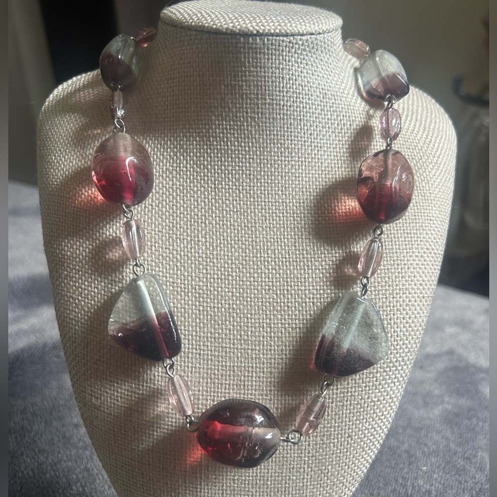Vintage Two-Tone Glass Chunky Beaded Necklace